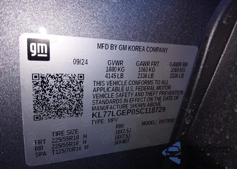 2025 Chevrolet Trax Fwd 1Rs z USA, uszkodzony, nr VIN KL77LGEP0SC118729